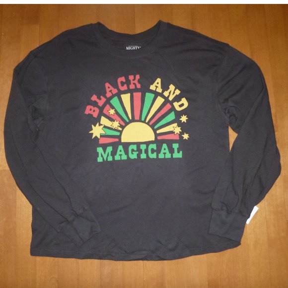 Womens Mighty Fine "BLACK and MAGICAL" Long Sleeve TShirt Size L XL 1X 2X 3X NWT - Picture 1 of 2